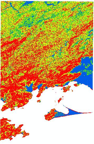 Para o recorte, foi usado o mesmo aplicativo (ArcMap ), o mesmo shapefile para molde (municípios.shp) e os mesmos procedimentos.