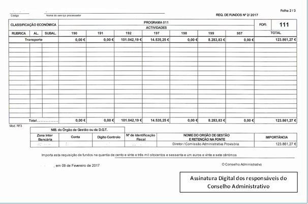 O Conselho Administrativo deve certificar a requisição através da respetiva assinatura digital.