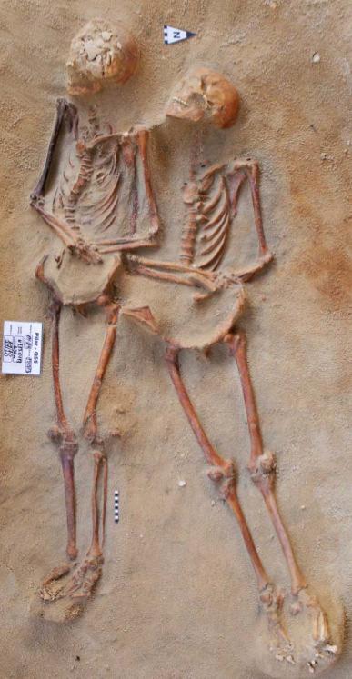 Imagem 27 - Evidenciação de dois esqueletos. Fonte: Fundação Seridó, XII Relatório Técnico, 2013 Imagem 28 - Evidenciação de esqueletos com diferentes articulações dos membros superiores.