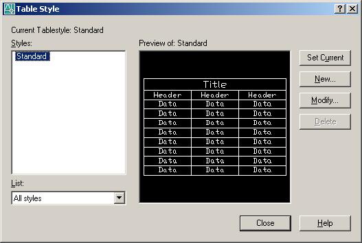 CAPÍTULO XI 1. Formatando Tables As tables (tabelas) são entidades de produtividade que surgiram a partir da versão 2005 do AutoCAD.