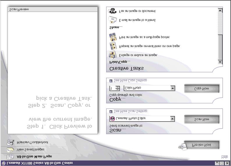 Descrição do software O software do All-In-One (dispositivo multifuncional) é constituído por quatro componentes principais: Centro do Lexmark X1100 Series All-In-One (dispositivo multifunctional)