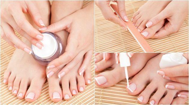 PEDICURE Como fazer as unhas dos pés em casa? Para fazer as unhas dos pés sozinha, confira o passo a passo: Retire completamente o esmalte com algodão e acetona ou removedor de esmaltes.