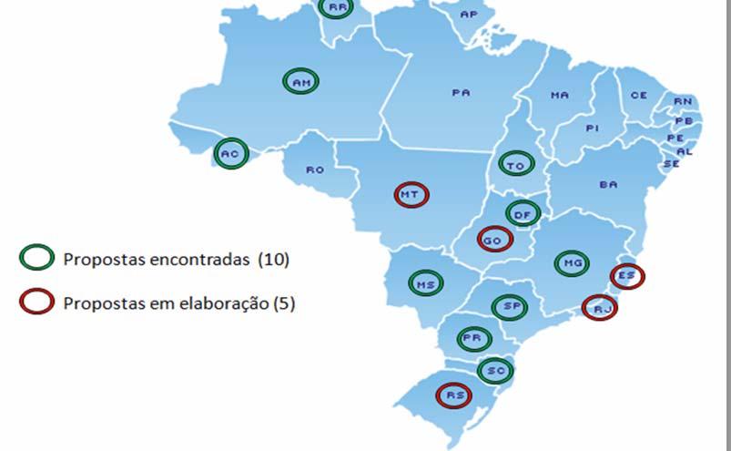 13 Figura 2: Mapa dos estados brasileiros e propostas encontradas Outro aspecto a ser discutido neste trabalho é em relação à disponibilidade das propostas curriculares em todas as Unidades