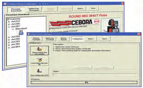 software operativos en el Cebora Device Manager: Kit USB para a instalação