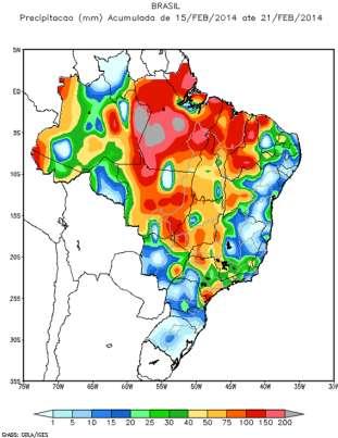 ocasionando chuva fraca a moderada nas bacias dos rios Uruguai, Jacuí, Iguaçu, Paranapanema, Tietê e no trecho incremental a UHE Itaipu.