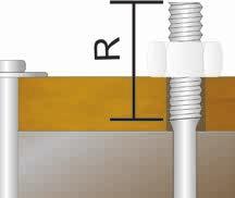 Nos pinos com rosca, temos que considerar a espessura da peça e a altura da porca para determinar o comprimento da rosca sendo: R E+H + 6 Segurança Antes de carregar a ferramenta