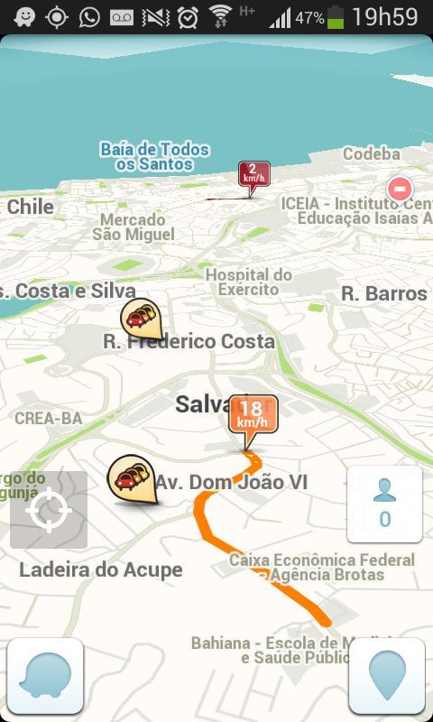 fluxo e velocidade de deslocamento nas vias por onde trafegam (WAZE, 2015).