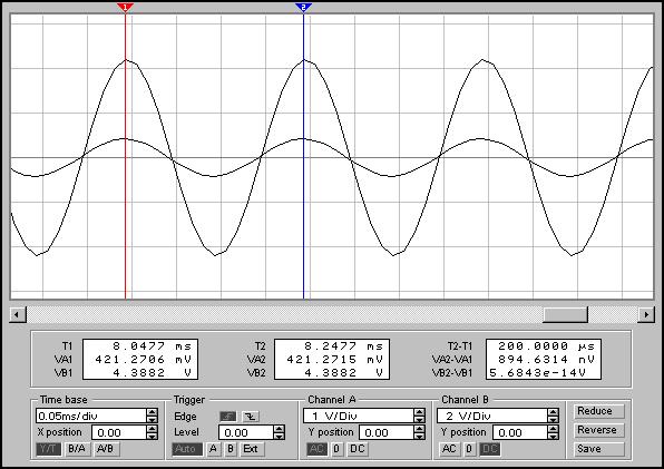 SIMULAÇÃO EM EWB 4.4 V 42mV A 00 4.4 0.