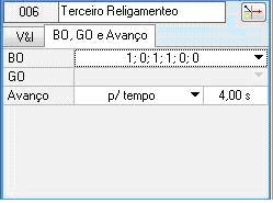 Na aba BO, GO e Avanço digite um tempo de