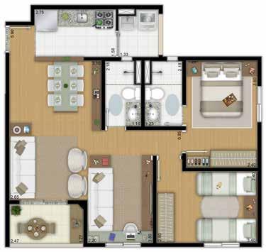 328 Elevadores: 4 Planta 3 dorms com