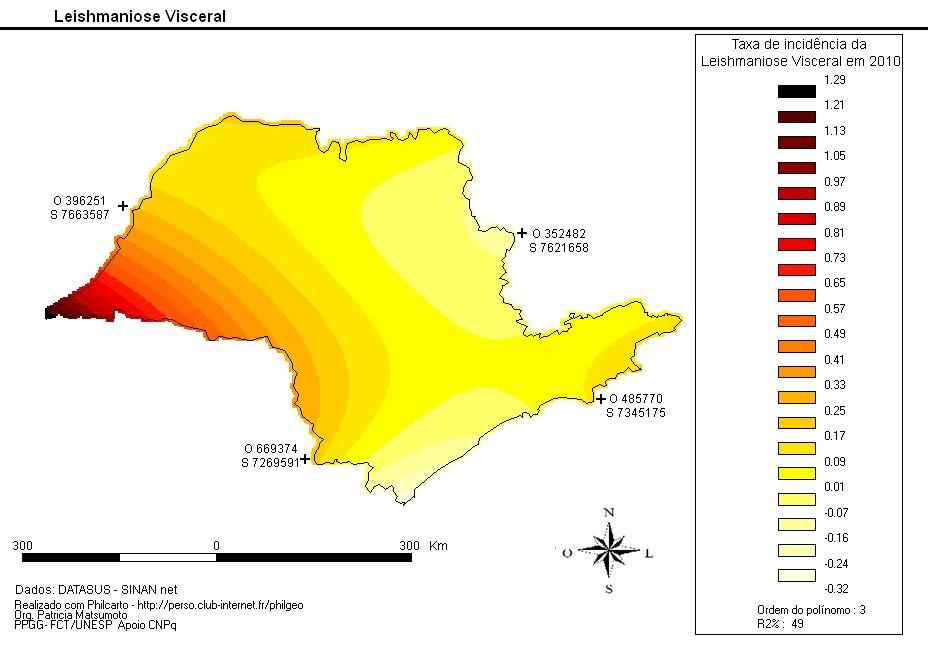 Neste mapa foi utilizada a ferramenta da Krigagem.