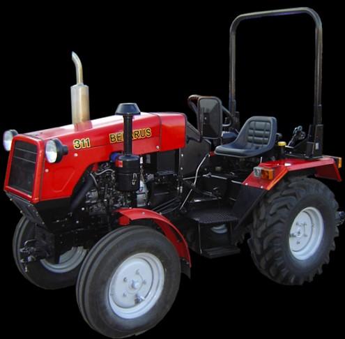 BELARUS311 Potencia 33/24,3 kw Transmissão 8/4 Alcance das velocidades 3 25 km/h Eixo de potência de decolagem 540 r/m Tractor universal projetado para trabalhar na agricultura, serviços públicos,