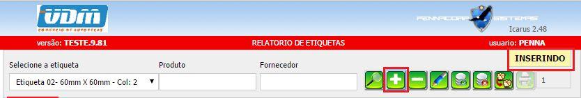 Criando uma nova Etiqueta No programa Icarus, acesse o menu de Relatórios Etiquetas.