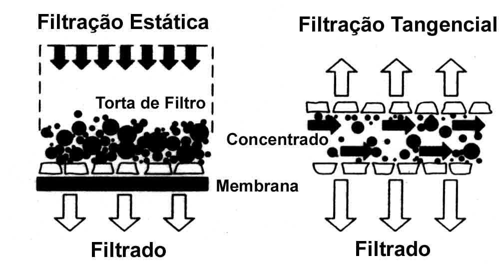 17 Figura 3.6 - Esquema que diferencia a filtração frontal da filtração tangencial.