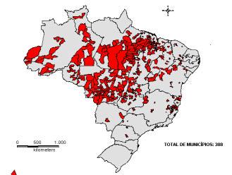 DE CASOS DE HANSENÍASE BRASIL 2000-2002 12 MUNICÍPIOS COM COEFICIENTE DE DETECÇÃO GERAL MAIOR QUE 4 POR 100000