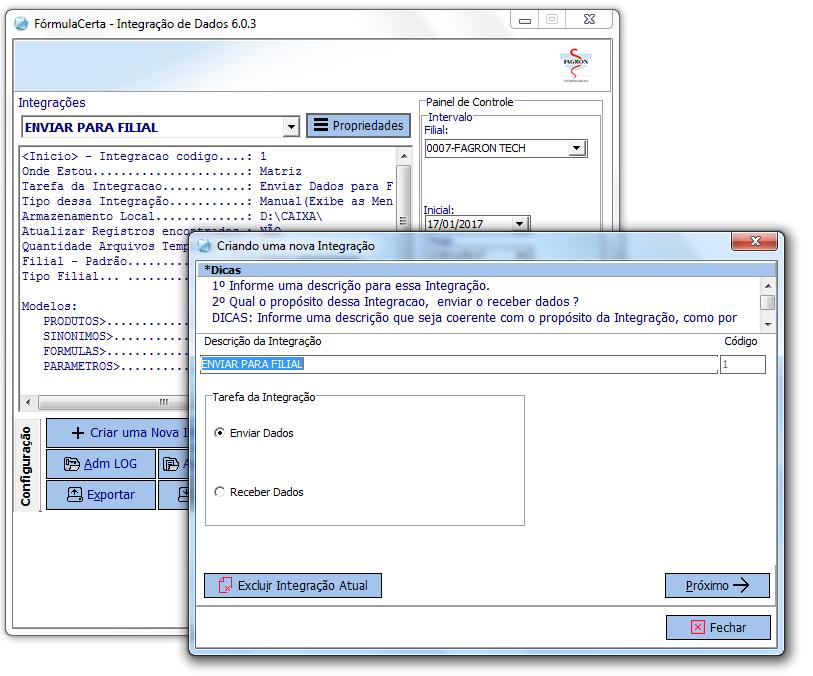 Procedimento para os clientes que utilizam a rotina de Integração Matriz/Filial Os clientes que efetuam a integração dos dados da matriz com a filial (e vice-versa) é obrigatório gerar e receber