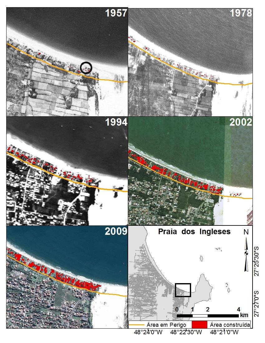 149 Figura 58. Evolução da área construída na Praia dos Ingleses no período 1957-2009.