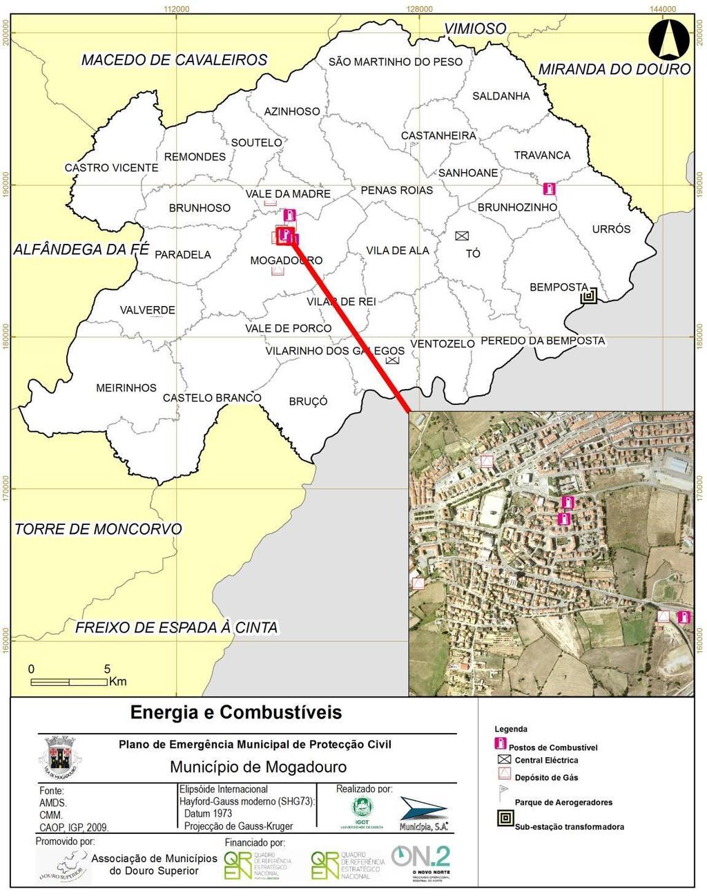 Mapa II. 3 Carta Municipal das infraestruturas de produção, armazenamento e distribuição de energia em Mogadouro 3.1.