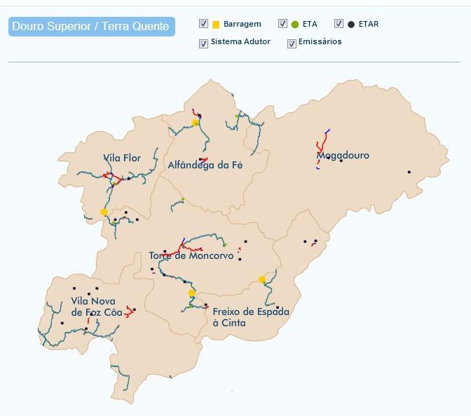 Existem 2 Estações de Tratamento de Águas Residuais (ETAR) na União de Freguesias de Mogadouro. No Mapa 23 está representada a rede do sistema adutor e dos emissários existentes no município.