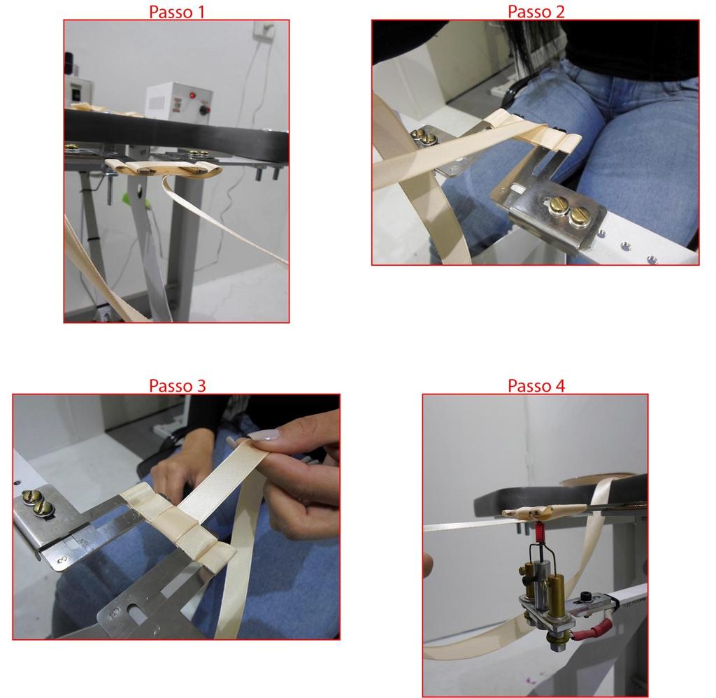 4ª Operação A seguir, pegar a fita e passar no meio do laço, dando uma volta