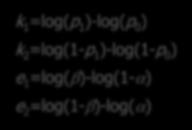 21 parâmetros das linhas obtêm-se a partir de: e a 1 0 k1 k2 e a 2 1 k1 k2 k b 2 k1 k2 k 1 =log(p 1 )-log(p 0 ) k 2 =log(1-p 1 )-log(1-p 0 ) e 1 =log(b)-log(1-a) e 2 =log(1-b)-log(a) 22 após cada
