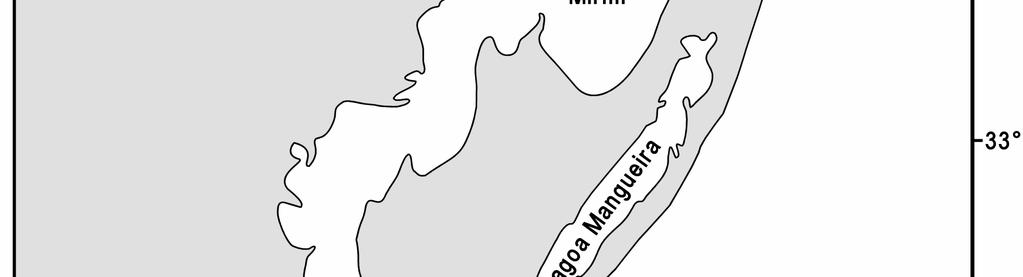 Mapa da região sul do Brasil, com a localização da Lagoa Mangueira.