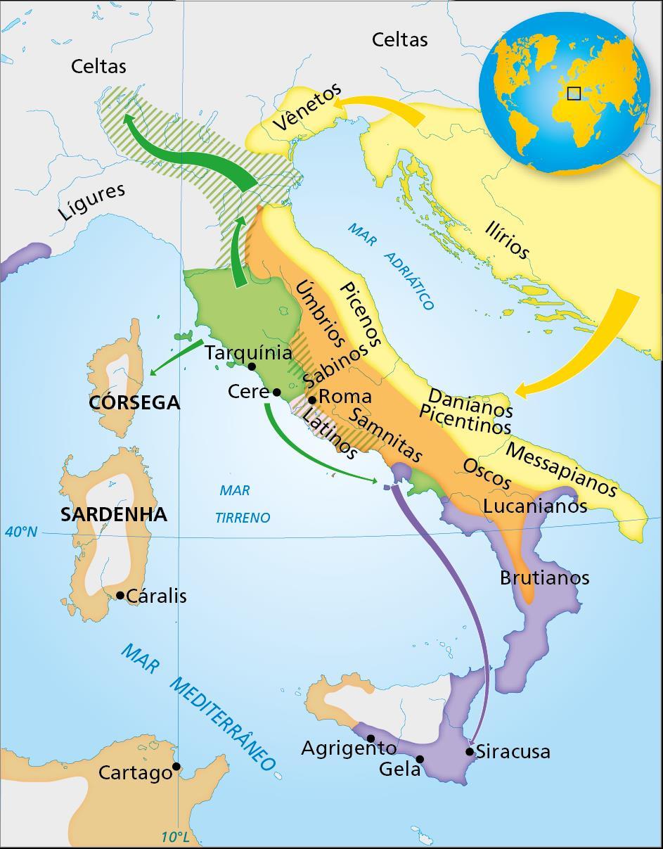 CARTOGRAFIA: ANDERSON DE ANDRADE PIMENTEL/FERNANDO JOSÉ FERREIRA A Península Itálica Península Itálica (século XI a VI a.c.) 75 km Fonte: HILGEMANN, Werner; KINDER, Hermann.