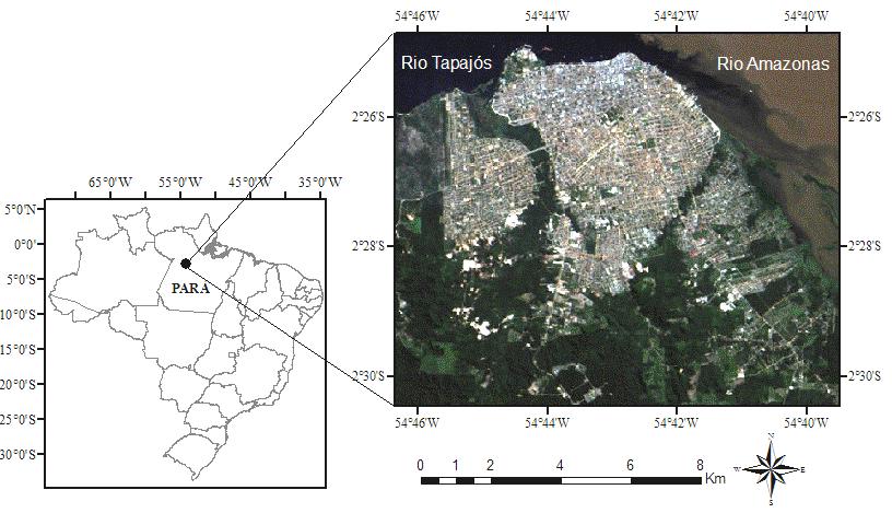 Revista Brasileira de Geografia Física, vol. 07, n.4 (2014) 653-661. Figura 1 - Localização da área de estudo, composição RGB 542.