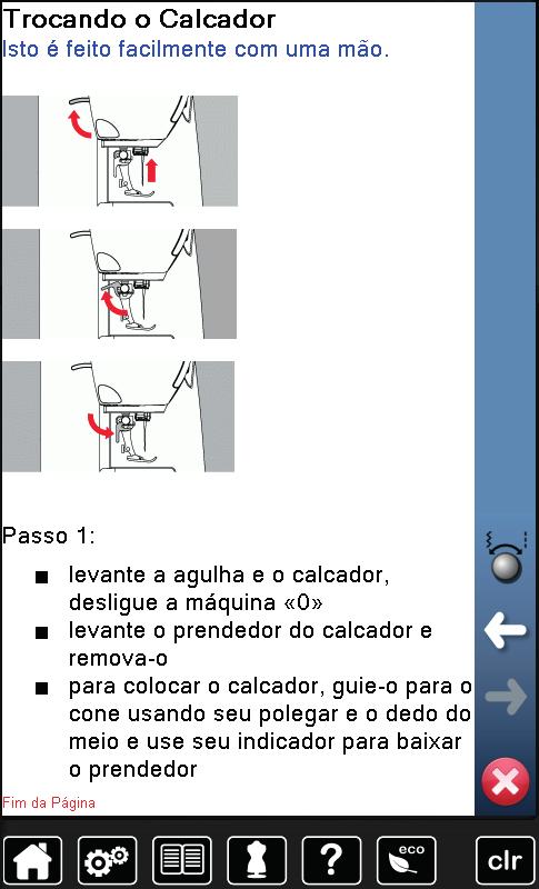 Tutorial informações sobre o determinado tópico aparece passe pelos vários tópicos usando o botão ou o dedo toque «Próximo»