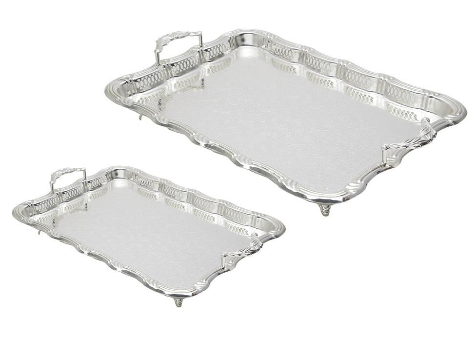 31x18x6cm 3773 Bandeja retangular de zamac silver plated Persa 70,5x45x13cm