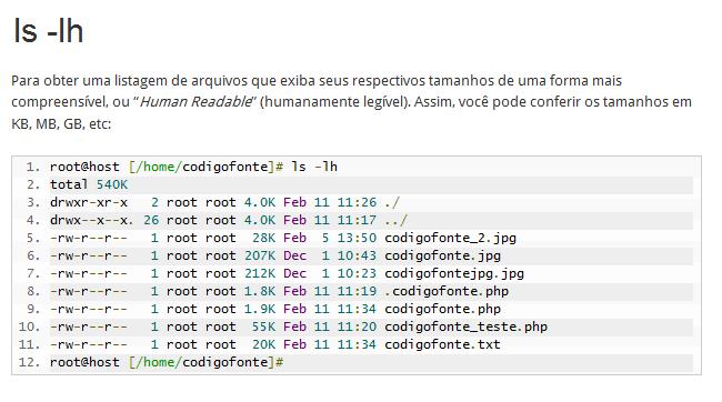 Comandos relativos à