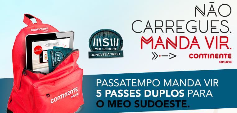 REGULAMENTO DO PASSATEMPO Manda Vir 5 Passes Duplos para o Meo Sudoeste Os seguintes termos e condições destinam-se a regular o Passatempo Manda Vir 5 Passes Duplos para o Meo Sudoeste, adiante