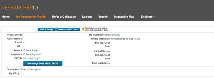 Como integrar o ResearcherID ao ORCID Se você possui um Researcher ID, acesse https://www.researcherid.