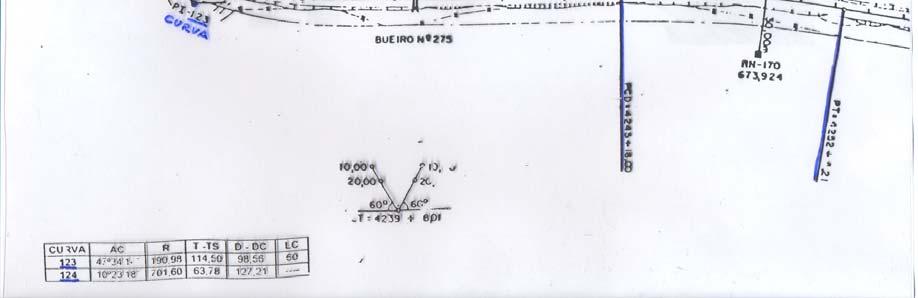 identificadas por Curva 123 e Curva 124, esquematizadas no desenho anexo, considerando: a. Rodovia em classe III (DNER); região ondulada b. Veículo de projeto CO; velocidade diretriz 60 km/h c.