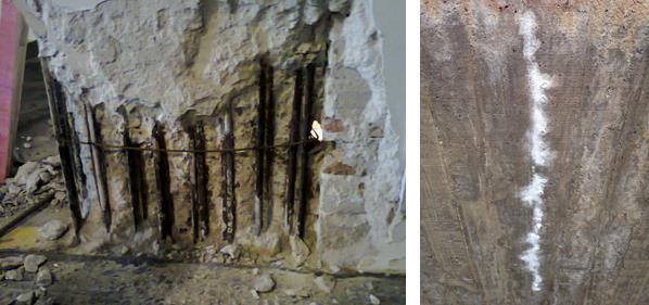 Figura 7 - Esquerda: Corrosão das armaduras e direita eflorescência no concreto Fonte: desenvolvida pelo autor 3.3.5.
