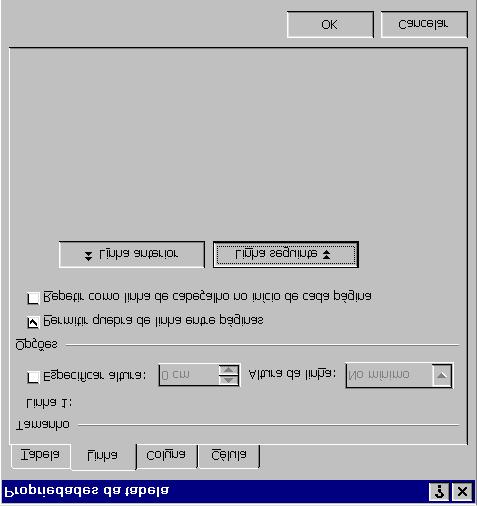 Capítulo 5- Concepção de Tabelas 1. Seleccionar a linha ou colocar o ponto de inserção na linha a formatar. 2. Escolher a opção Propriedades da Tabela do menu Tabela. 3. Activar o separador Linha. 4.