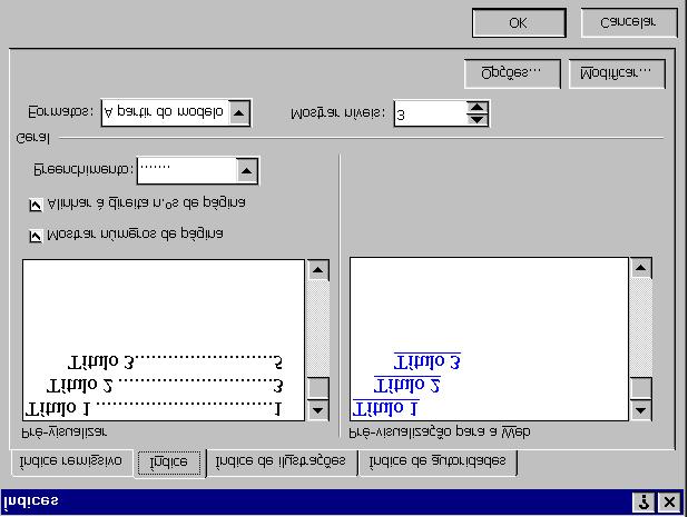 Capítulo 8- Construção Automática de Índices Figura 57- Janela de diálogo para inserção de índices.