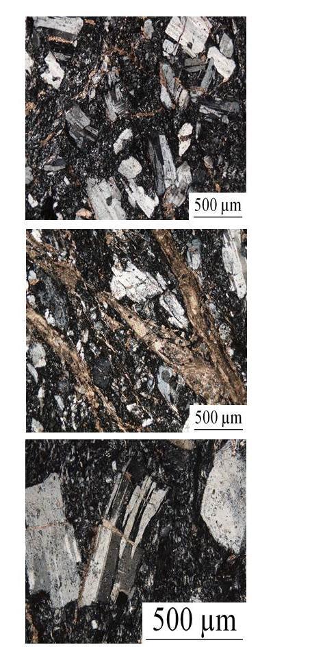 3. Análise petrográfica e textural das fácies de alteração hidrotermal 1cm Fig.3.2: Fotografia de um