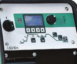 regulável de 50-200 Hz Tomada para controle remoto manual/pedal Display digital para todos os parâmetros Memorização de jobs 2 correntes de soldagem com ativação pela tocha Processo de soldagem TIG