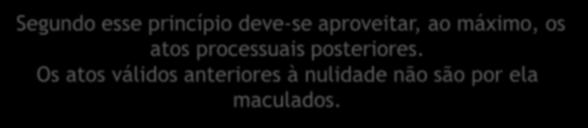 poderá arguir a nulidade se não concorreu direta ou indiretamente para a ocorrência da irregularidade. PRINCÍPIO DA UTILIDADE (ART.