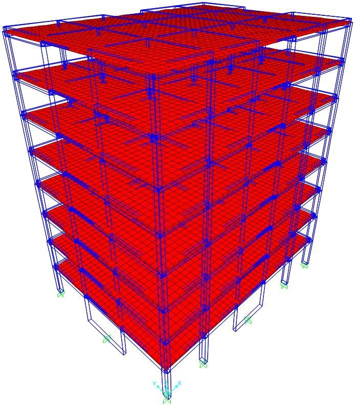Aplicação do ao dimensionamento sísmico de edifícios de betão armado Comparação com a aplicação do /REBAP Nas estruturas mistas pórtico-parede as paredes foram modeladas, tal como as vigas e os