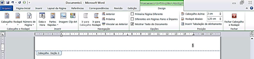 Sem sair da área de edição do cabeçalho, suba a barra de rolagem até o topo das páginas anteriores, selecione os números de páginas que tenham sido