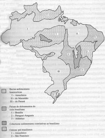 Os domínios morfoestruturais do Brasil Aula 1 propiciadas por climas pretéritos e atuais, além do movimento das placas tectônicas.