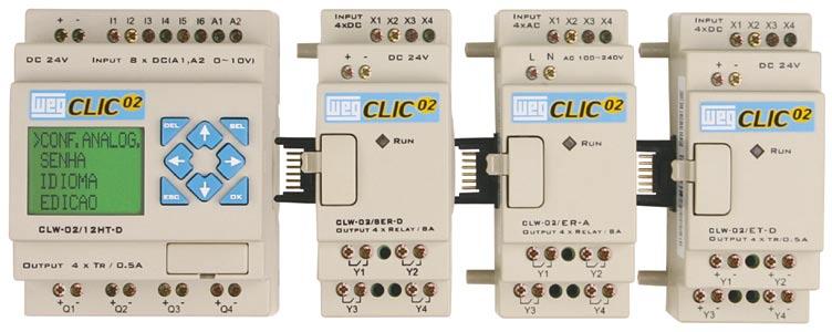 Descrição do Hardware CLIC 02 Alimentação de entrada -12 ou 24 Vcc -110-220 Vca Entradas -Digitais -Analógicas (0.