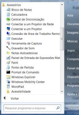 Quando existe essa referência, devemos levar em consideração às seguintes situações: A pasta Acessórios do menu do Windows 7 Na imagem observamos a
