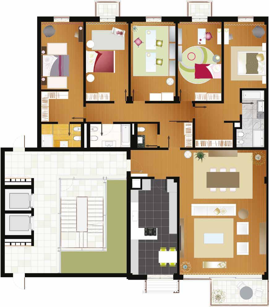 Apartamento T5 As áreas úteis por compartimento são as seguintes: Hall de Entrada, 7.50m 2 ; Sala, 62.35m 2 ; Varanda da Sala, 9.15m 2 ; Cozinha, 24.80m 2 ; Estendal, 3.00m 2 ; Vestíbulo, 16.20m 2, I.