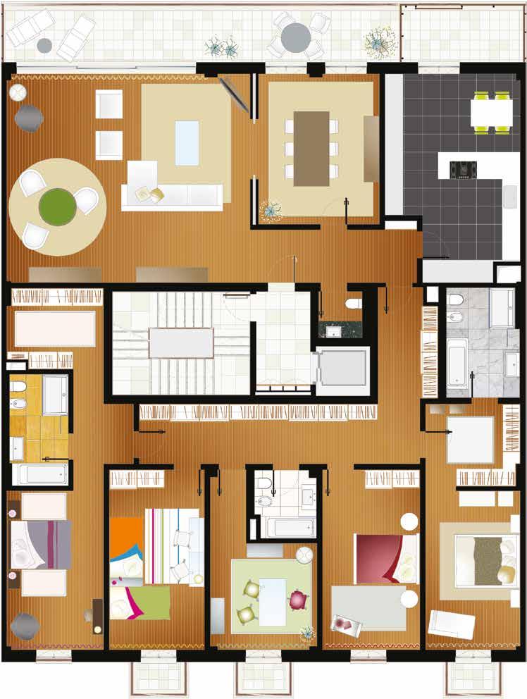 Apartamento T5+1 As áreas úteis por compartimento são as seguintes: Hall de Entrada, 10.10m 2 ; Sala, 56.40m 2 ; Sala de Jantar, 20.15m 2 ; Varanda da Sala, 27.00m 2 ; Cozinha, 27.95m 2 ; Estendal, 8.