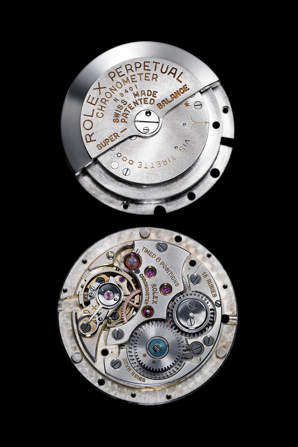 Universo do Oyster Perpetual O MECANISMO DE CORDA AUTOMÁTICA Em 1931, a Rolex criou e registrou a patente do primeiro mecanismo de corda automática equipado de um rotor livre, denominado Perpetual,