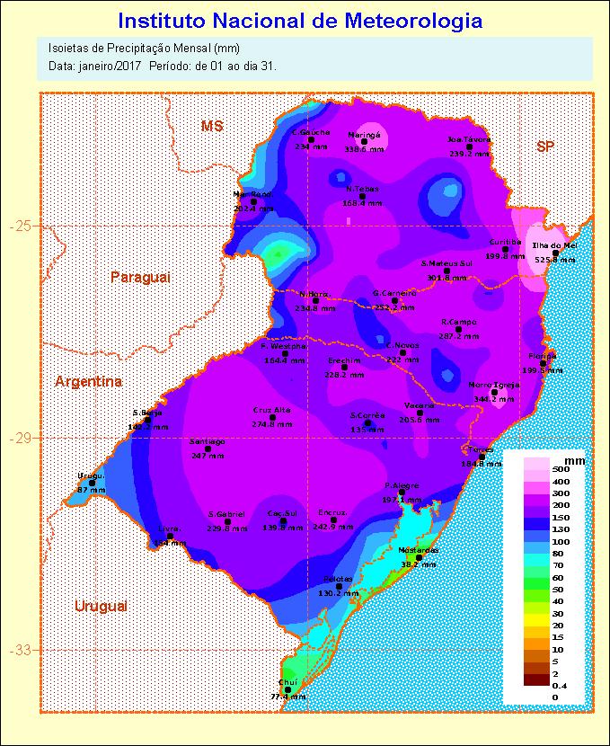 Ano 15 / Número 02 BOLETIM CLIMÁTICO MARÇO ABRIL - MAIO (2017) Estado do Rio Grande do Sul Resp. Técnica: 8 0 DISME/INMET e CPPMet/UFPEL Porto Alegre, 17 de fevereiro de 2017.