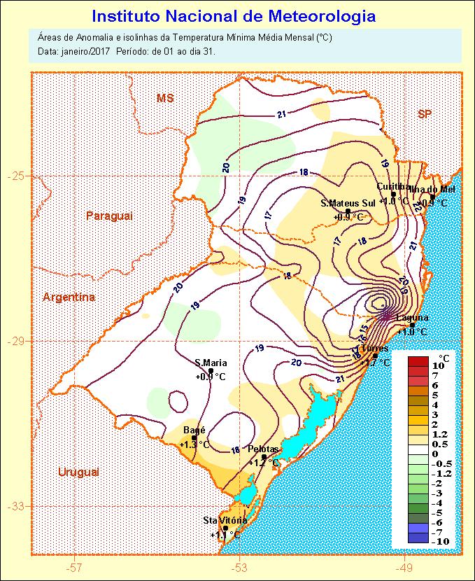 Figura 2. Temperatura Mínima, Temperatura Máxima e anomalias (janeiro/2017).